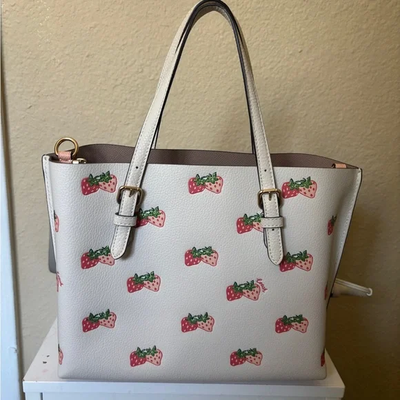 Coach Cream Tote with Strawberry Print - Picture 3 of 6